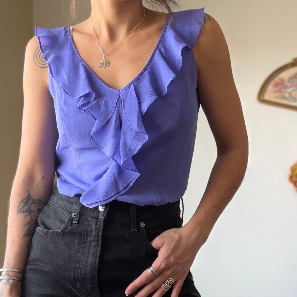 Vintage Silk Ruffle Top